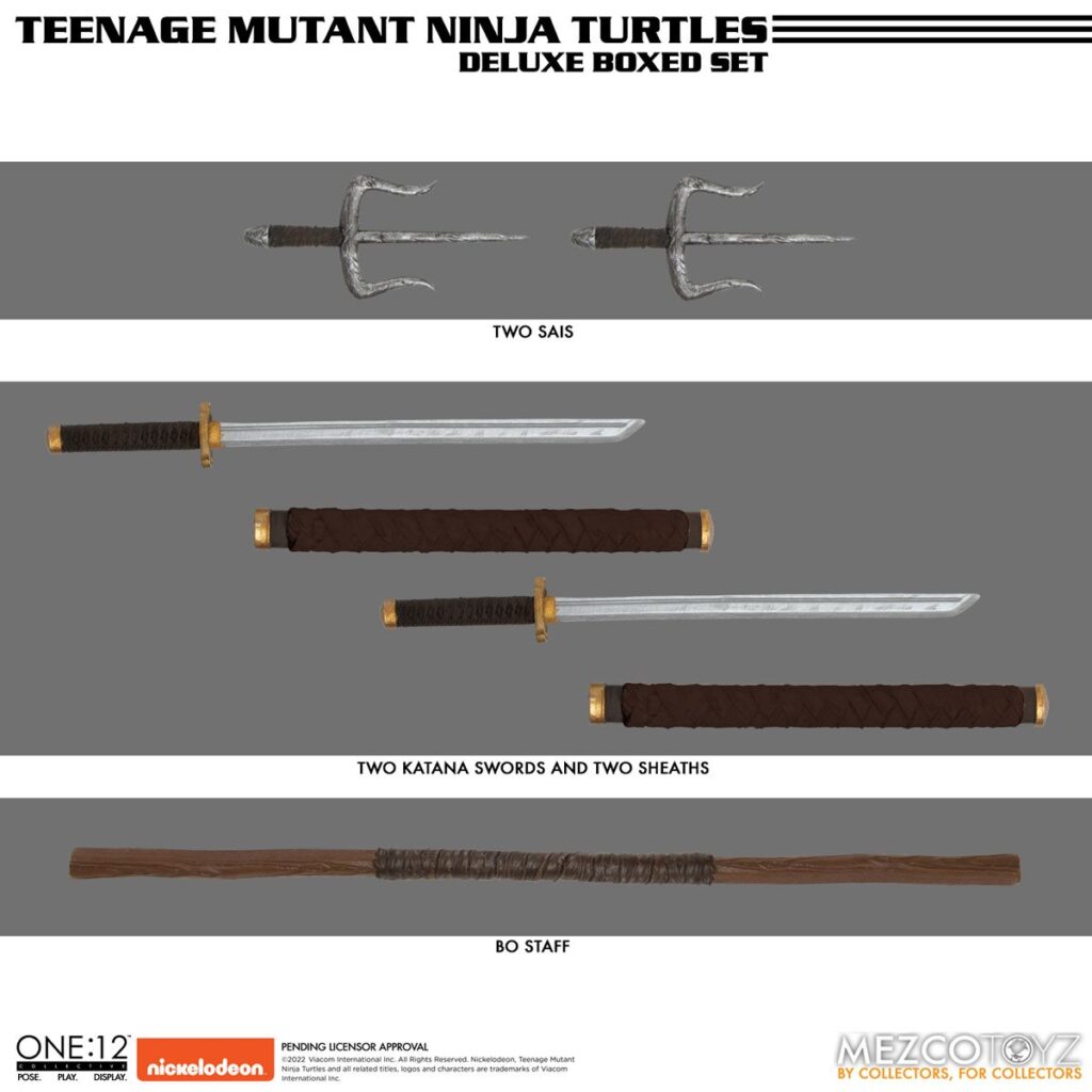 Teenage Mutant Ninja Turtles 2 Sais, 2 Katana Swords and Sheaths, and 1 Bo Staff