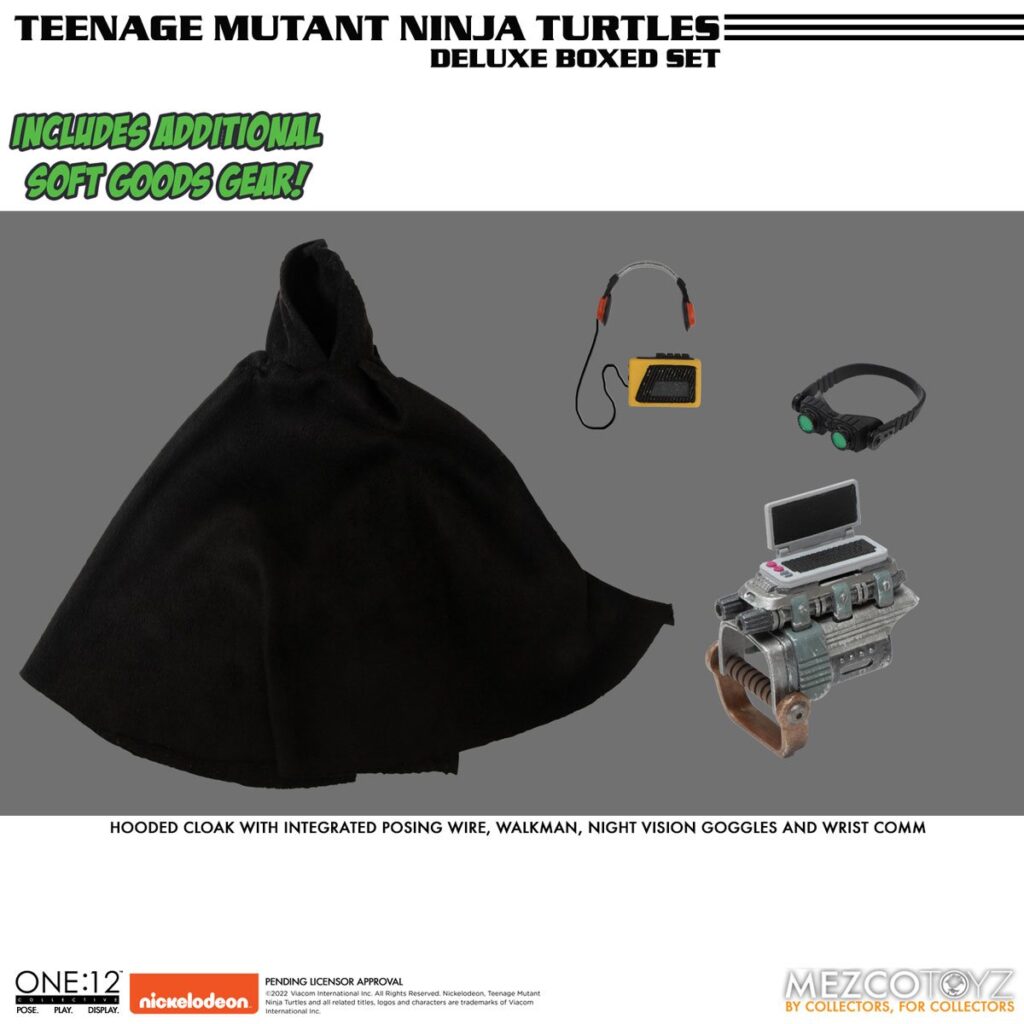 Teenage Mutant Ninja Turtles Soft Goods Hooded Cloak, Wlakman, Night Vision Goggles and Wrist Comm
