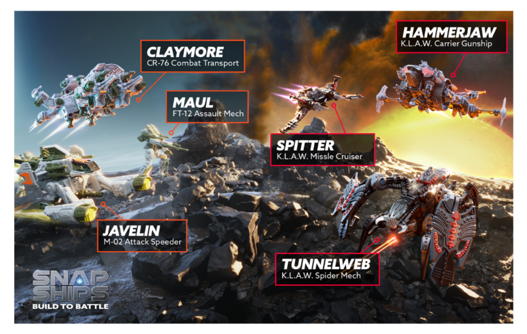 An array of different Snap Ships